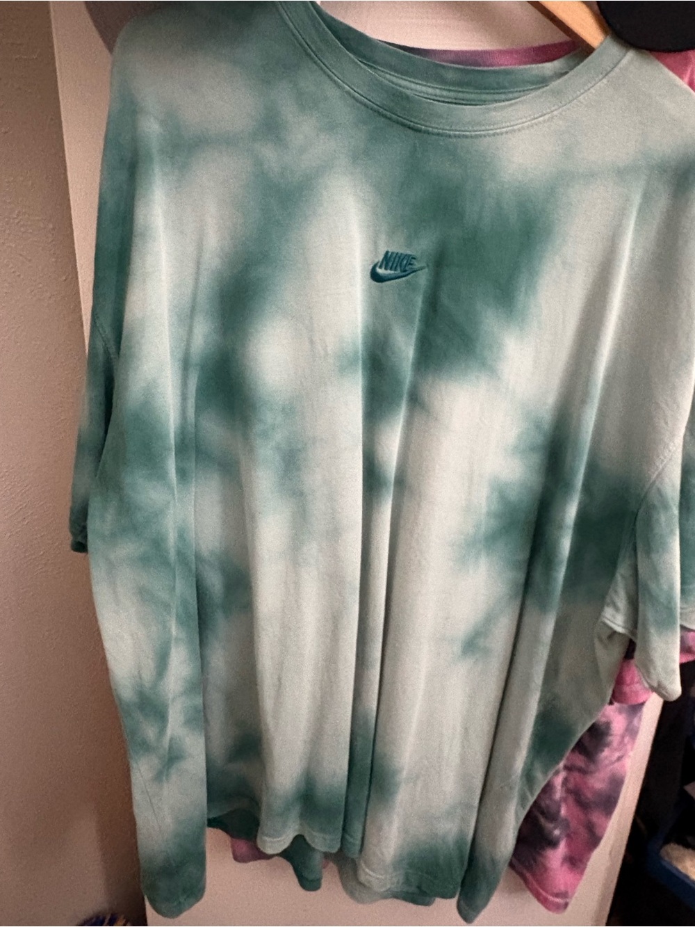 Nike Teal and White Tie-Dye Long Sleeve Shirt